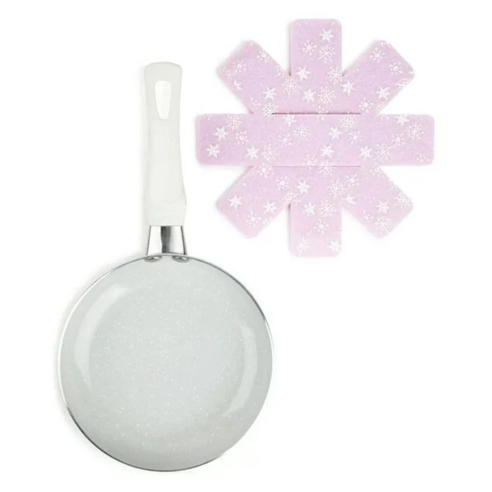 BKLYN Steel Co Mini Nonstick Fry Pan and Pink Snowflake‎ Felt Protector 2pc Set